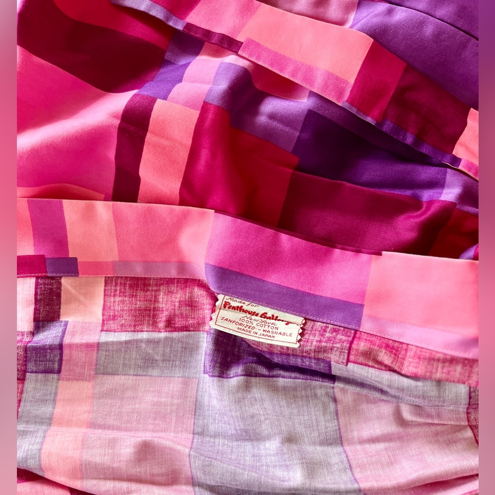 Vntg Penthouse Gallery Polished Cotton Pink Abstract Square Wrap Skirt, Size S - Picture 5 of 5